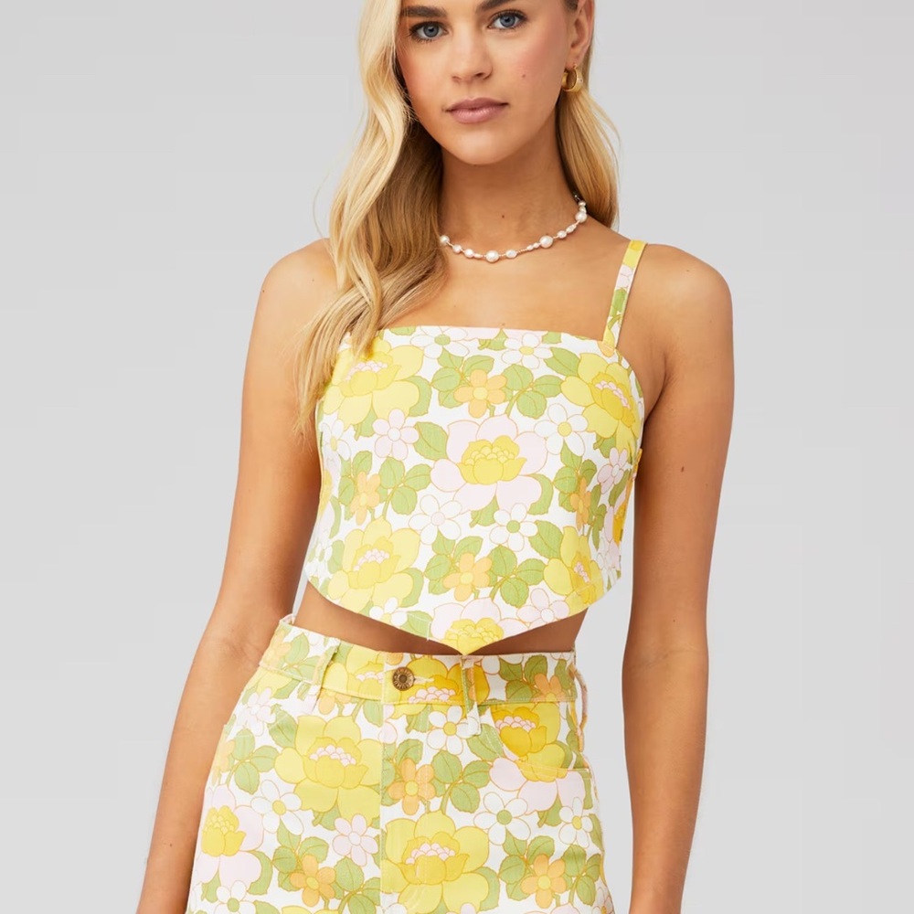 Show Me Your MuMu Yellow Floral Crop Top